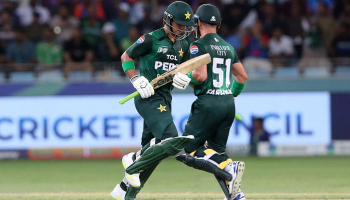 Pakistans Sahibzada Farhan and Saim Ayub betting against India in Asia Cup 2025 in Dubai International Cricket Stadium, Dubai, United Arab Emirates on Sept 21 2025.— Reuters