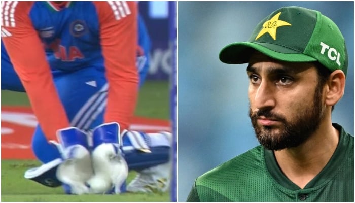 1345468_1274322_catch-agha-2_updates This collage of picture shows Indias Sanju Samson collecting the ball on Pakistans Fakhar Zamans dismissal during the ACC Mens T20 Asia Cup match and Pakistan skipper Salman Agha. — Livestream/screengrab/AFP