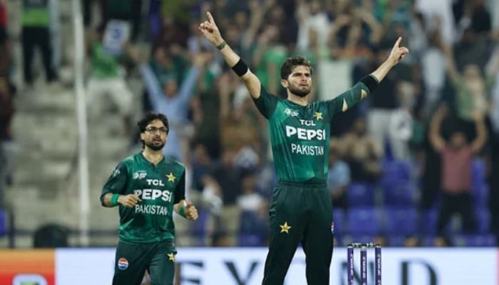 1346057_6974170_shaheen-afridi-india-asia-cup_updates Pakistans Shaheen Shah Afridi celebrates a wicket during the Asia Cup 2025s Super Fours match against Sri Lanka at Sheikh Zayed Stadium, Abu Dhabi, on September 23, 2025. — ACC