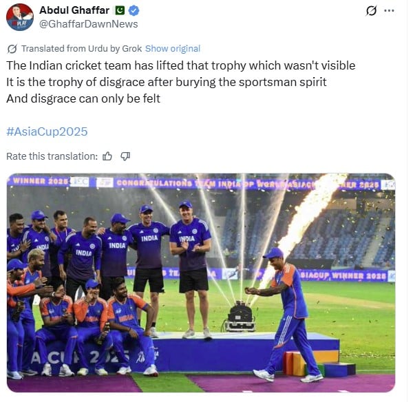 1347209_4718546_ss-cricket_updates Indian cricketers mocked for flaunting fake Asia Cup trophy after snubbing real award