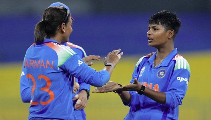 1348738_6527882_india-3_updates Indias Kranti Gaud (right) celebrates with Smriti Mandhana and Harmanpreet Kaur after she got Pakistans Aliya Riaz during the ICC Womens Cricket World Cup 2025 match against Pakistan at the R Premadasa Stadium in Colombo on October 5, 2025. — Facebook/@icc