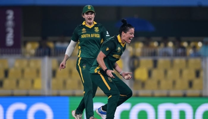 South Africas Laura Wolvaardt and Marizanne Kapp celebrate after a wicket during the ICC Womens World Cup semi-final against England at the Barsapara Cricket Stadium, Guwahati, India, October 29, 2025. — ICC