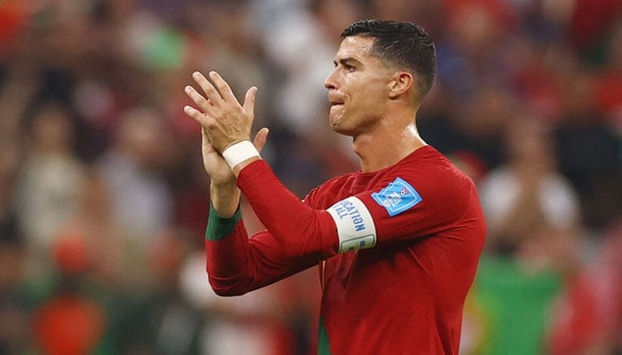 Portugals Cristiano Ronaldo applauds fans after qualifying for the quarter finals of FIFA World Cup Qatar 2022 at Lusail Stadium in Lusail, Qatar on December 6, 2022. — Reuters