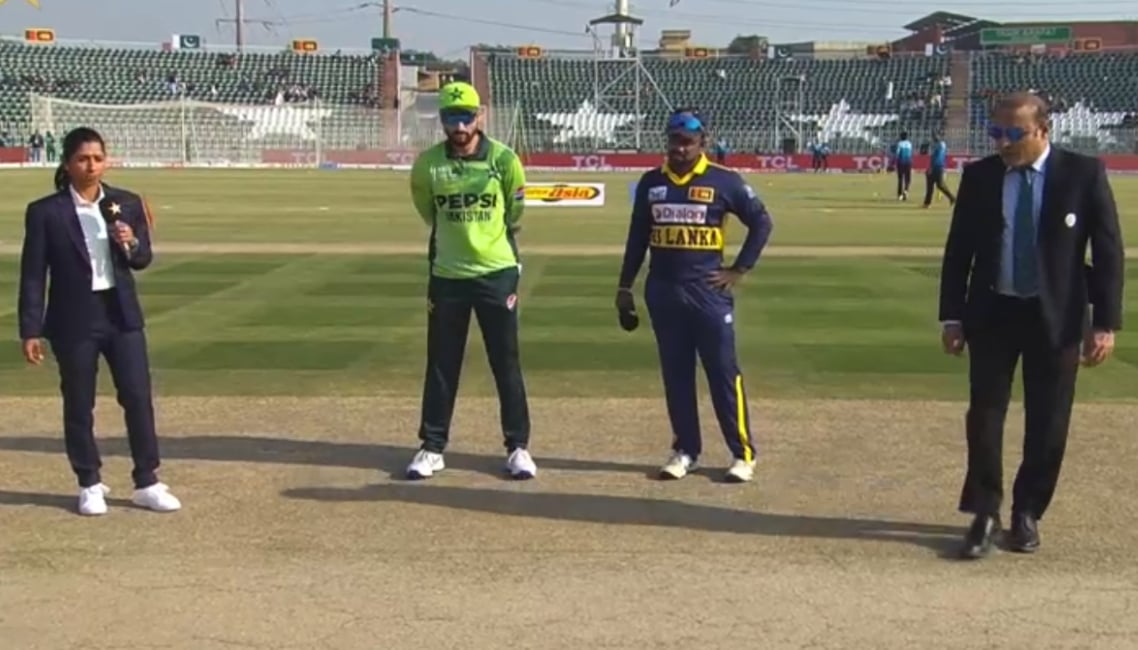 1357827_4583102_toss-tn_updates Pakistan stand-in captain Salman Ali Agha and his Sri Lankan skipper Charith Asalanka present for toss of second ODI of three-match series at the Rawalpindi Cricket Stadium on November 14, 2025. — Screengrab Geo News