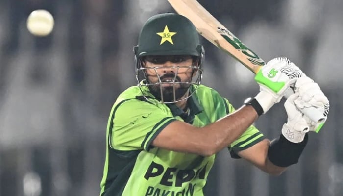 1357948_5633707_babar_updates Pakistans Babar Azam plays a shot during the second ODI match against Sri Lanka at the Rawalpindi Cricket Stadium, November 14, 2025. — AFP