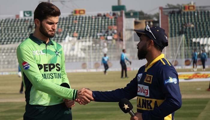 1358235_6101807_03_updates Pakistan captain Shaheen Afridi (left) and Sri Lanka captain Charith Asalanka at the toss ahead of the third ODI of the three-match series at the Rawalpindi Cricket Stadium in Rawalpindi on November 16, 2025. - PCB