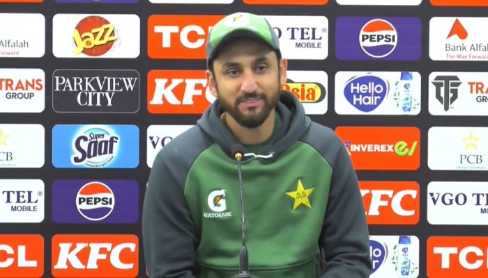 1358573_2007074_salman-agha_updates Pakistan captain Salman Ali Agha addresses pre-series conference on the eve of the T20I tri-series against Sri Lanka and Zimbabwe at the Rawalpindi Cricket Stadium in Rawalpindi on November 17, 2025. — Screengrab via X/@TheRealPCBMedia